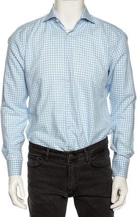 HUGO BOSS Boss Hugo Boss Blue Checkered Cotton Slim Fit Shirt