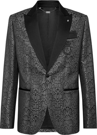 Billionaire Boys Club Jacquard Blazer met Satijnen Inzetstukken - Heren - Blazers - Grijs - M - Satijn - Jassen