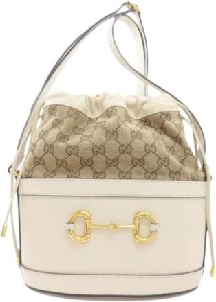 Gucci Pre-owned Bucket Bags, female, Brown, Size: ONE SIZE Pre-owned Horsebit Shoulder Bag