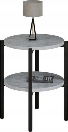 OEM Mesita De Noche Redonda Tipo Loft Con Estante, 35x35x46 Cm, Metal Negro