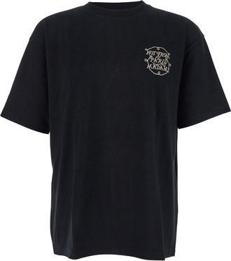 Drôle de Monsieur le T-shirt Slogan Tresses Black Crewneck T-shirt With Front And Rear Slogan Print In Cotton Man