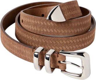 Brunello Cucinelli Omgekeerde Kalfslederen Riem - Heren - Accessoires - Bruin - Maat: 100 CM Leer