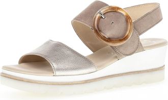Gabor Women Sandals, Ladies Wedge Sandals,Wedge Sandals,Wedge Heel,Summer Shoe,Comfortable,Flat,Beige (Puder/Rabbit),37.5 EU / 4.5 UK