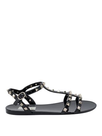 Valentino Garavani black rubber rockstud sandals