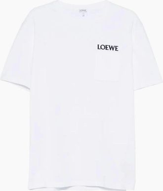 Loewe Mens Loewe Pocket Embroidered Logo T-Shirt in White - Size: 36