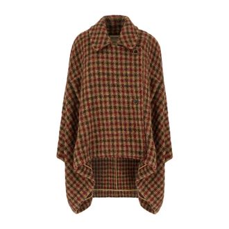 Uma Wang Capes, female, Brown, Size: S Checked-pattern Coat