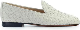 Doucal's Cr&egrave;me Geweven Leren Loafer - Dames - Loafers - Wit - 38 EU - Leer - Schoenen