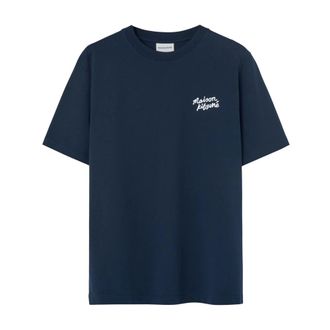 Maison Kitsun&eacute; T-Shirts, male, Blue, Size: XS Logo Print Shirt