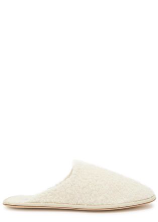 Gabriela Hearst Bristol Cashmere Boucl&eacute; Slipper Flats - White - 38 (IT38/ UK5)