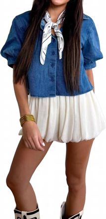 Olivaceous Womens Leanna Cropped Shirt In Denim