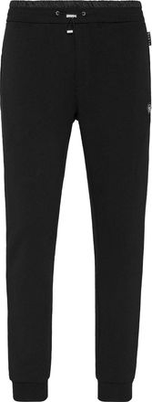 Philipp Plein logo-patch drawstring track pants - men - Cotton/Polyester - S - Black