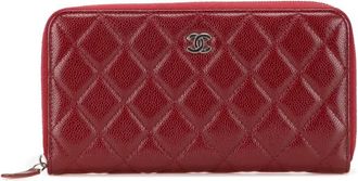 Chanel 2020 CC Quilted Caviar Zip Around Wallet long wallets - Red
