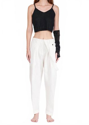Isabel Benenato High-Rise Suspender Pants In White