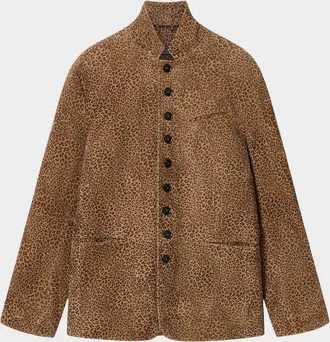John Varvatos Men & apos;s Woodward Suede Leopard-Print Jacket