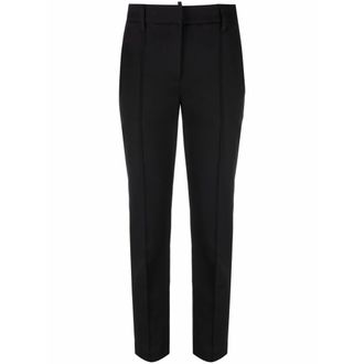 Brunello Cucinelli Broeken, Dames, Zwart, M, Katoen, Slim-Fit Cropped Broek