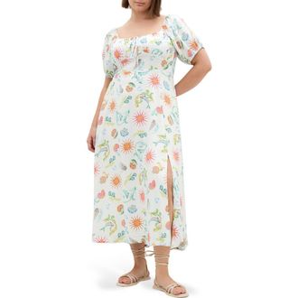 City Chic Abbie Ocean Print Sundress at Nordstrom, Size Xxxs