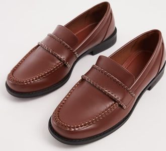 Asos Mocassini college marroni con dettaglio intrecciato-Marrone