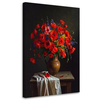 Feeby Impresi&oacute;n De Imagen, Ramo De Amapolas Rojas En Un Jarr&oacute;n, 80x120