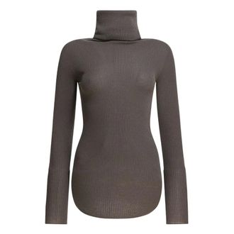 Rick Owens Truien & Vesten, Dames, Bruin, S, Geribbelde Tube Top