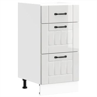 vidaXL Kitchen Base Cabinet Lucca High Gloss White Engineered Wood vidaXL