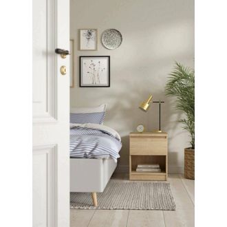 Dmora Dmora - Mesa De Noche Annette, C&oacute;moda Baja, Mesilla De Noche, Estante De La Cama, 40x40 H50 Cm, Roble