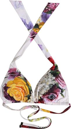 Dolce & Gabbana Floral Print Bikini Top - White