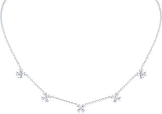 Kenneth Jay Lane Pear Cubic Zirconia Daisy Shaker Necklace in Clear/Silver at Nordstrom Rack, Size 16