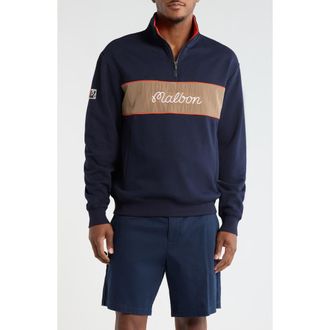 Malbon Golf Torrey Pines Quarter Zip Sweatshirt in Baritone Blue at Nordstrom, Size Xx-Large