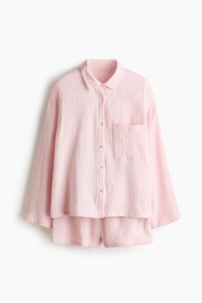 H&M Pyjama Shirt And Shorts in Light Pink at Nordstrom, Size Xx-Small