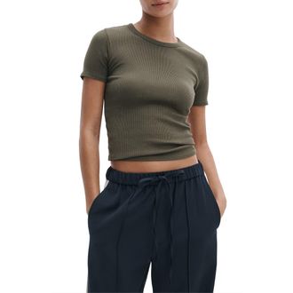 Rag & Bone The Essential Rib T-Shirt in Dark Olive at Nordstrom, Size X-Small