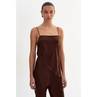 LaMarque Solange | Asymmetric Satin Cami in Brown at Nordstrom, Size Xx-Small