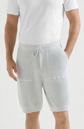 Brunello Cucinelli Cotton English rib knit Bermuda shorts in Fog at Nordstrom, Size Xx-Large