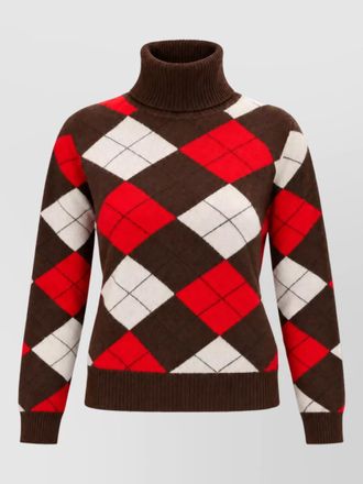 Marella wool cashmere argyle turtleneck knitted top