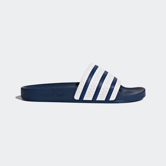 adidas Badesandale ADIDAS ORIGINALS ADILETTE, Gr. 48,5, blau (adiblu, wei&szlig;, adiblu), Synthetik, Schuhe Badesandale, Badelatschen