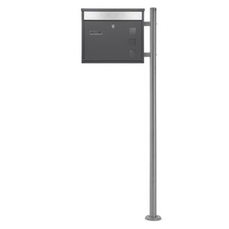ML Design Ecd Germany Buz&oacute;n De Acero Inoxidable Exterior Con Soporte Poste 120cm Casillero Plateado Moderno Con Gran Apertura Para El Correo Con Placa De Identi
