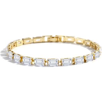 Mint & Lily Baguette Tennis Bracelet in Gold-Tone at Nordstrom, Size 7.5