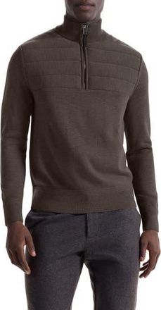 Bugatchi Merino Wool Quarter Zip Polo Sweater in Walnut at Nordstrom Rack, Size Xx-Large