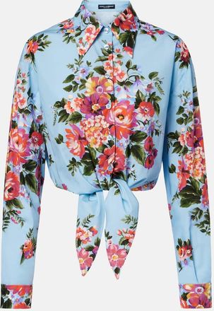 Dolce & Gabbana Floral cropped cotton shirt