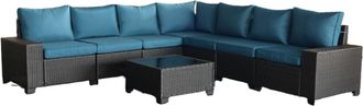 Concept Usine Muebles de jard&iacute;n en esquina de 7 plazas en resina tejida con mesa gri