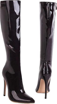 Generic Women Knee High Pu Leather Boots Thin Heel Long Zipper Outdoor Winter Holiday Casual Boot