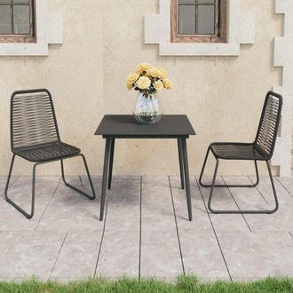 Berkfield Home 3 Piece Garden Dining Set PVC Rattan Black