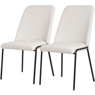 ML Design ML-Design Set 2 Sedie Sala Pranzo Beige in Poliestere Gambe in Metallo, Struttura in Acciaio, con Schienale, Poltroncine Imbottite per Soggiorno e