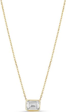 SHYMI Mini Heart Bezel Pendant Necklace in Gold/White/emerald Cut at Nordstrom, Size 16