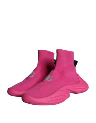 Dolce & Gabbana Logo-Embroidered High-Top Sneaker - Pink