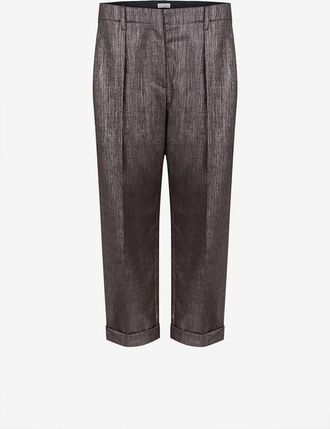 Brunello Cucinelli Verk&uuml;rzte Karottenhose aus Woll- und Lurextwill
