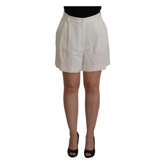 Dolce & Gabbana Short Shorts, female, White, Size: 2XL Elegant High Waist White Culotte Shorts