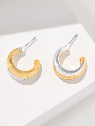 Talbots Rope Swirl Hoop Earrings - Gold/Shiny Silver - 001 Talbots