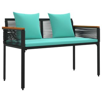 vidaXL Banco De Exterior Con Coj&iacute;n Negro Y Turquesa 117 X 54 X 74.5 Cm Vidaxl