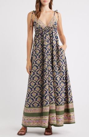 Free People Sorrento Stroll Print Maxi Dress in Blueberry Combo at Nordstrom, Size X-Large