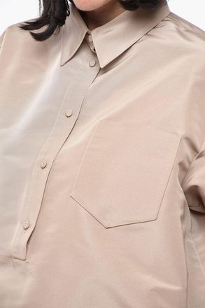 Super Blond Camicia Oversized in Organza di Seta con Taschino Super Blond